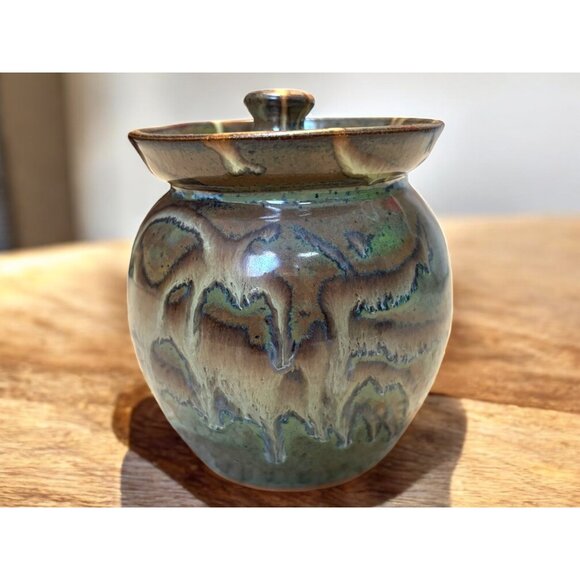 Martindale Art Pottery Creamer and Honey Pot Lidded Sugar Signed - Picture 8 of 16